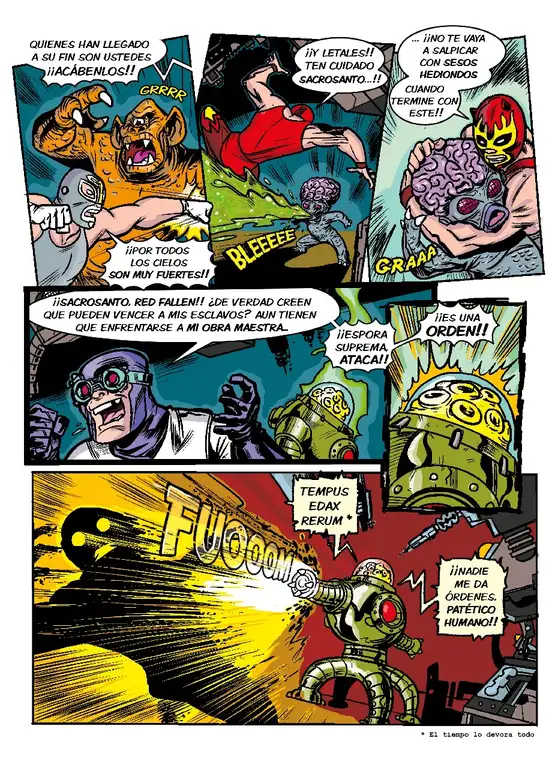 Viñeta 4 - Ataque de Sarosanto y Red Fallon Luchadores